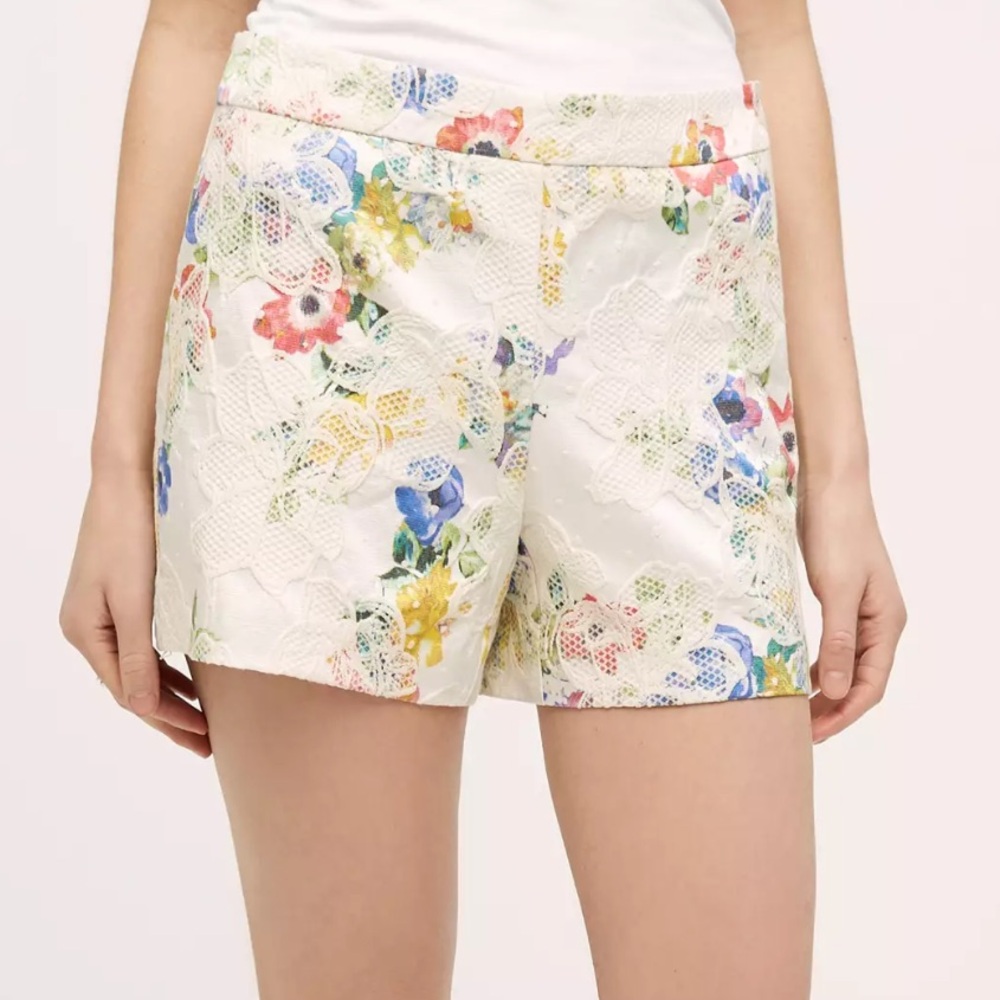 Elevenses Anthropologie Catalonia Shorts Womens Size 0 Floral Lace Applique